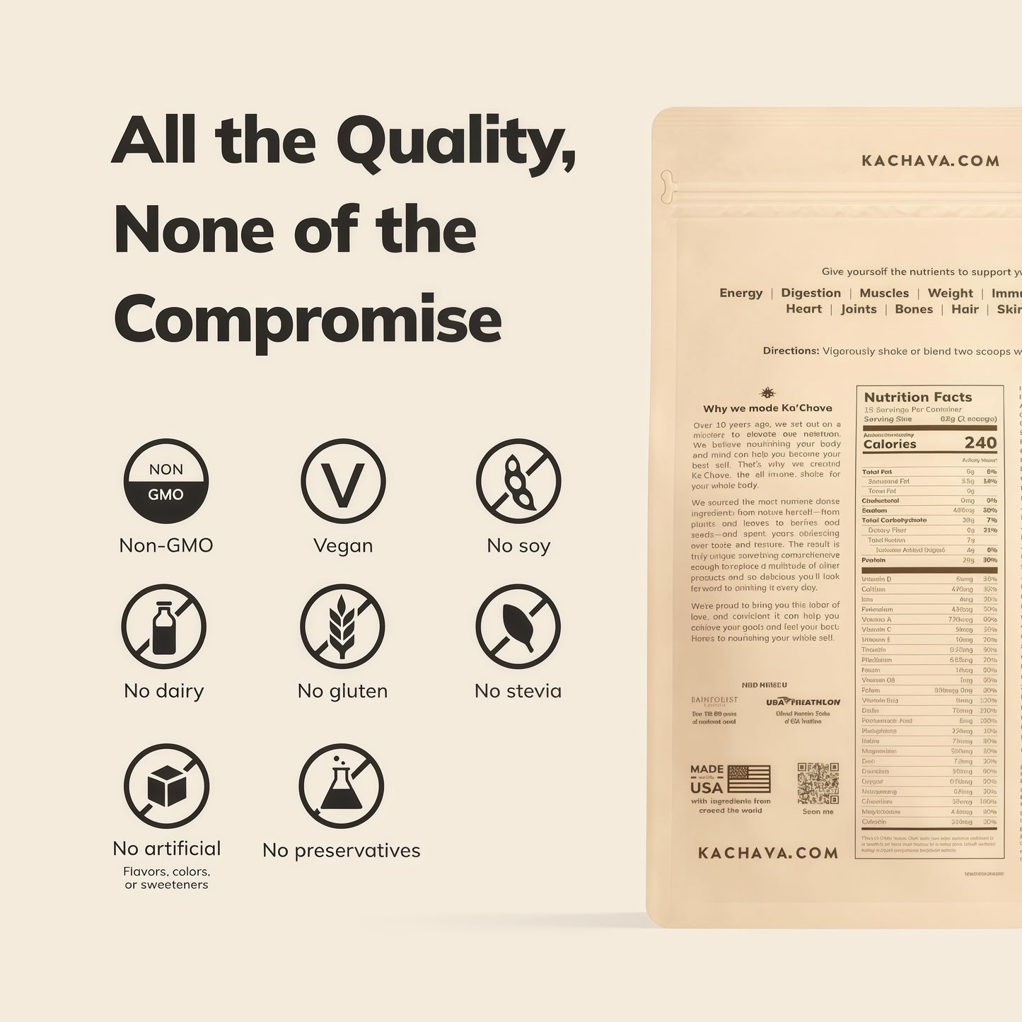 Ka’Chava Digestive Enzymes  Probiotics All-In-One Nutrition  Blend